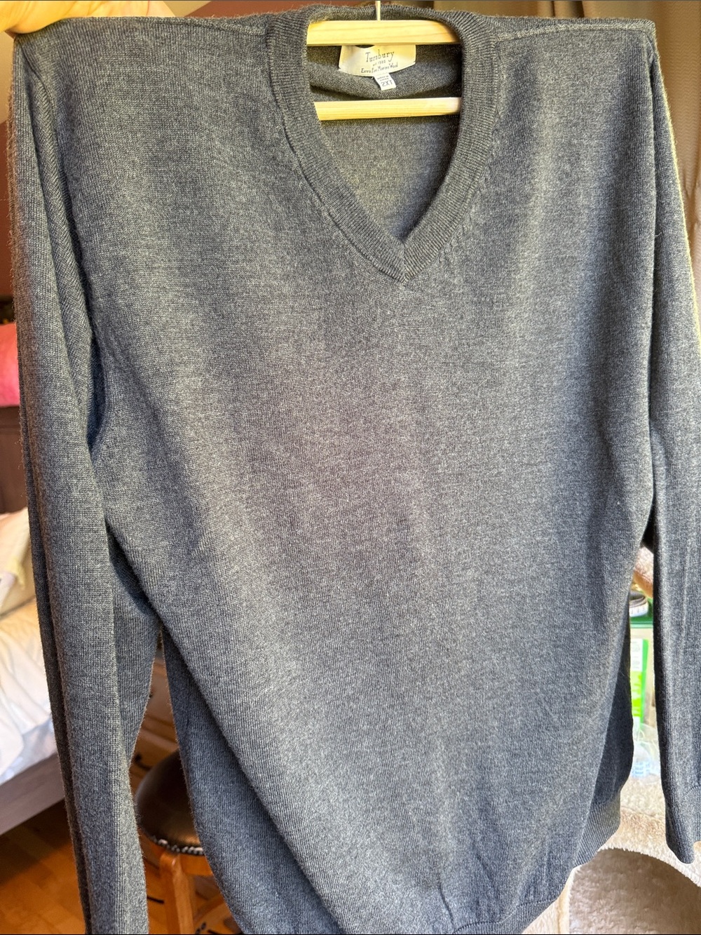 Timberland Men's V-Neck Sweater in Charcoal
